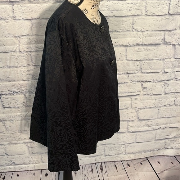Chico’s Brocade Jacket Blazer Beaded Buttons Black Chicos Size 3 XL - Picture 5 of 8